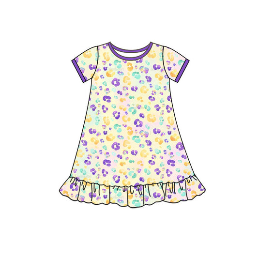 Baby Girls Mardigras Leopard Ruffle Knee Length Dresses Preorder