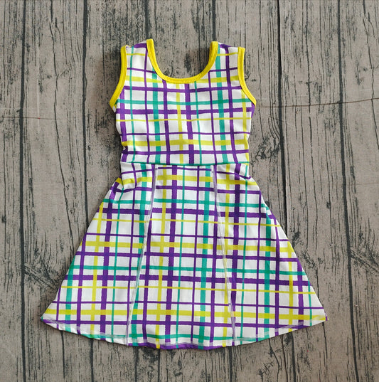 Baby Girls Mardigras Checked Yoga Shorts Knee Length Dresses Preorder