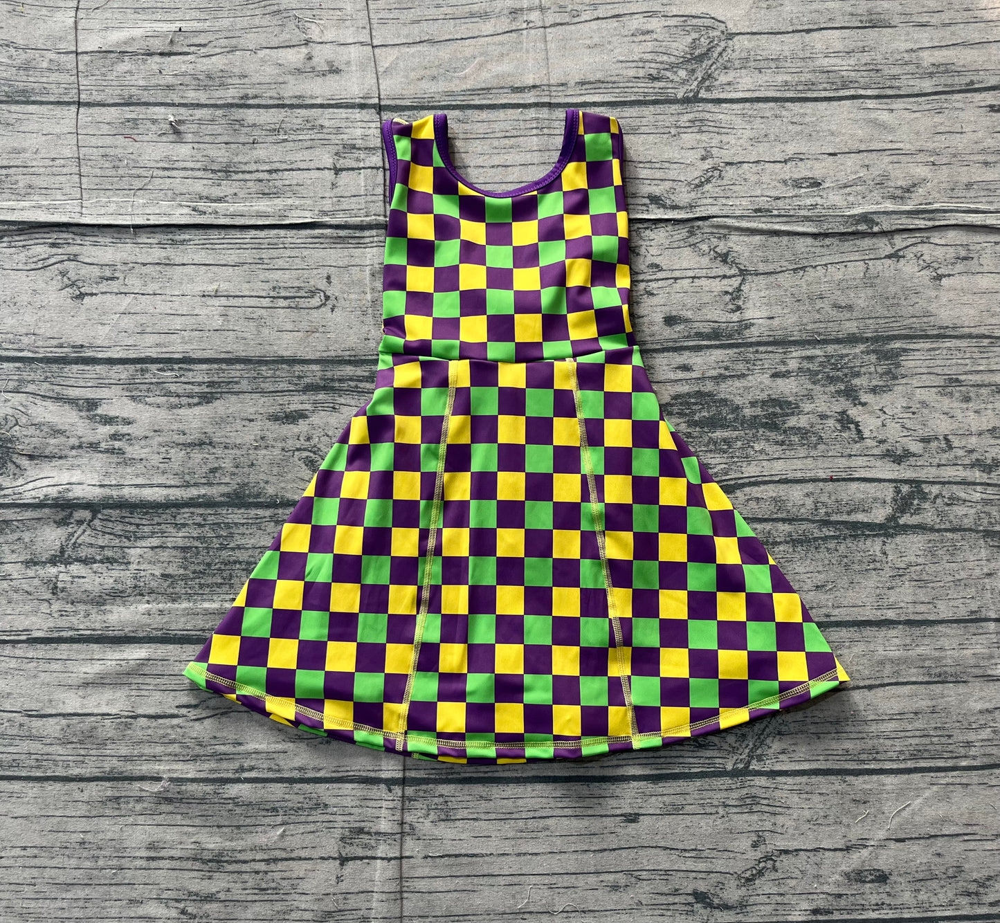 Baby Girls Mardigras Checked Yoga Shorts Knee Length Dresses Preorder