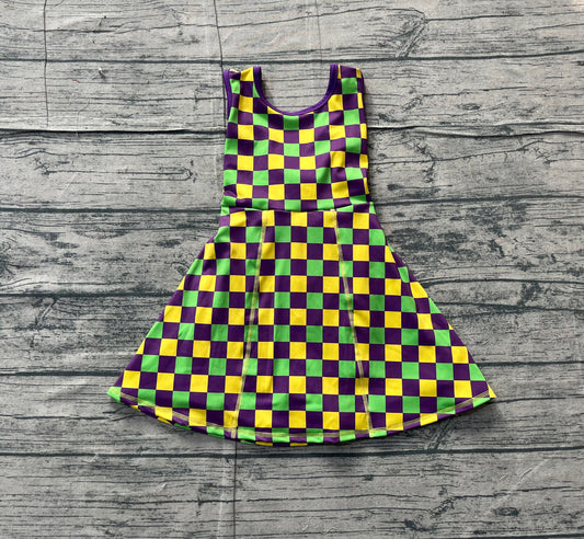 Baby Girls Mardigras Checked Yoga Shorts Knee Length Dresses Preorder