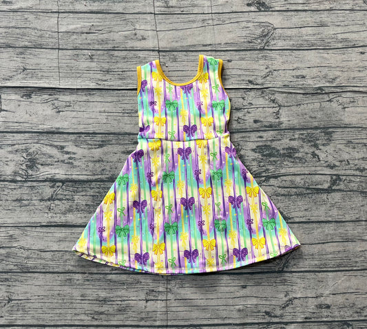 Baby Girls Mardigras Bows Stripe Yoga Shorts Knee Length Dresses Preorder