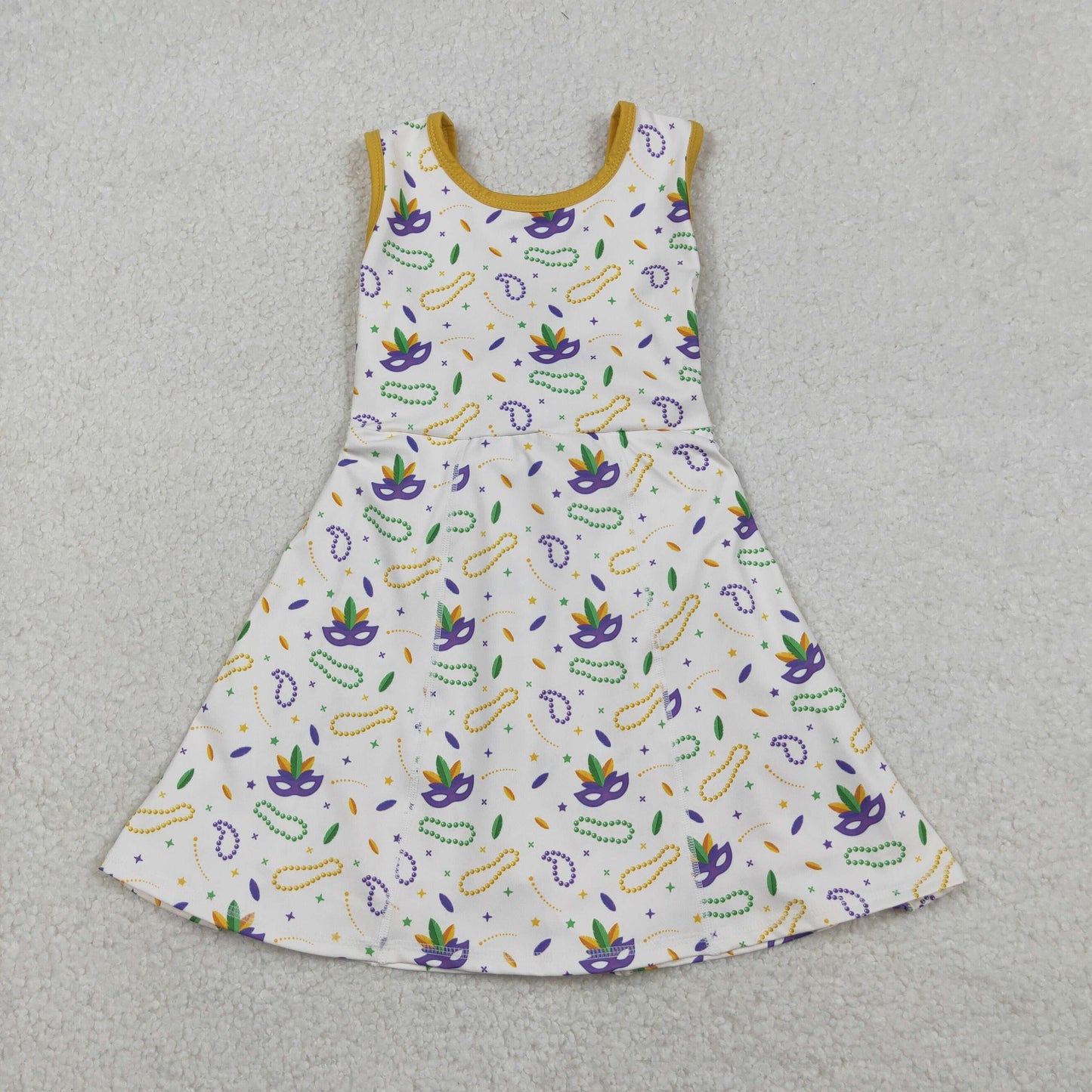 Sibling Baby Girls Sleeveless Mardigras Yoga Active Shorts Knee Length Dresses