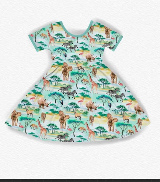 Baby Girls Short Sleeve Forest Animals Knee length Dresses Preorder