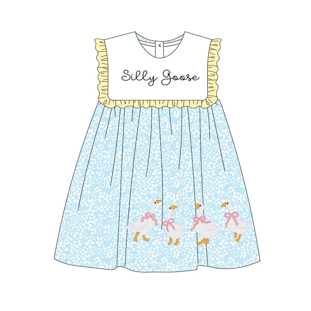 Baby Girls Sleeveless Silly Gooses Floral Knee length Dresses Preorder
