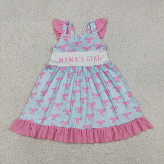 Sibling Mama's Girls Strap Bows Ruffle Knee Length Dress Bummies Tunic Rompers