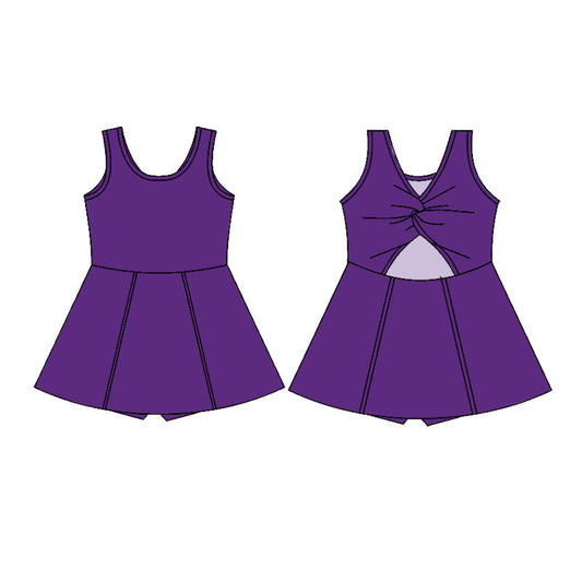 Baby Girls Purple Sleeveless Yoga Active Shorts Knee Length Dresses Preorder