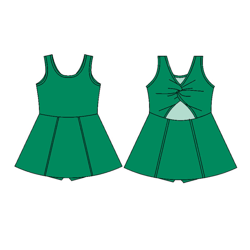 Baby Girls Green Sleeveless Yoga Active Shorts Knee Length Dresses Preorder