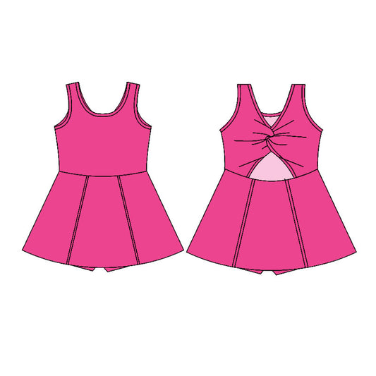 Baby Girls Pink Sleeveless Yoga Active Shorts Knee Length Dresses Preorder