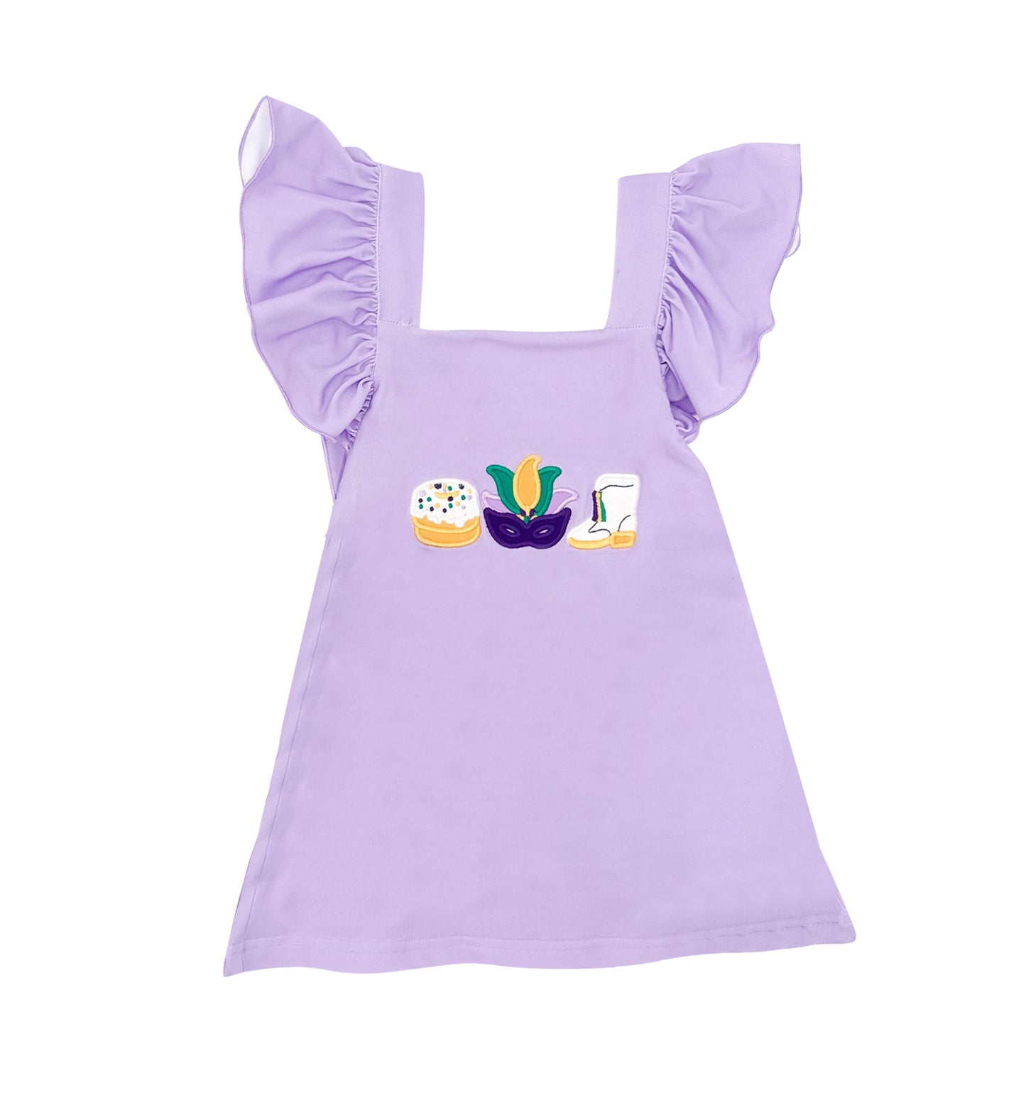 Baby Girls Lavender Anchor Masks Donuts Mardigras Knee length Dresses Preorder