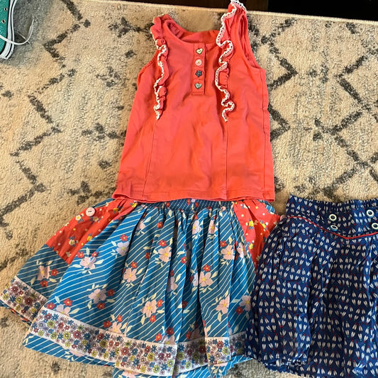 Baby Girls Sleeveless Orange Vests Floral Skirts Shorts Clothes Sets Preorder