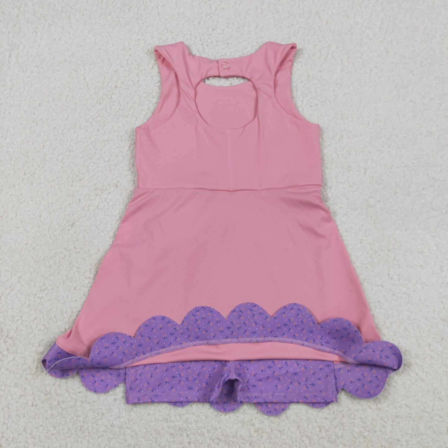 Sibling Baby Girls Bows Yoga Active Shorts Scallop Knee Length Dresses