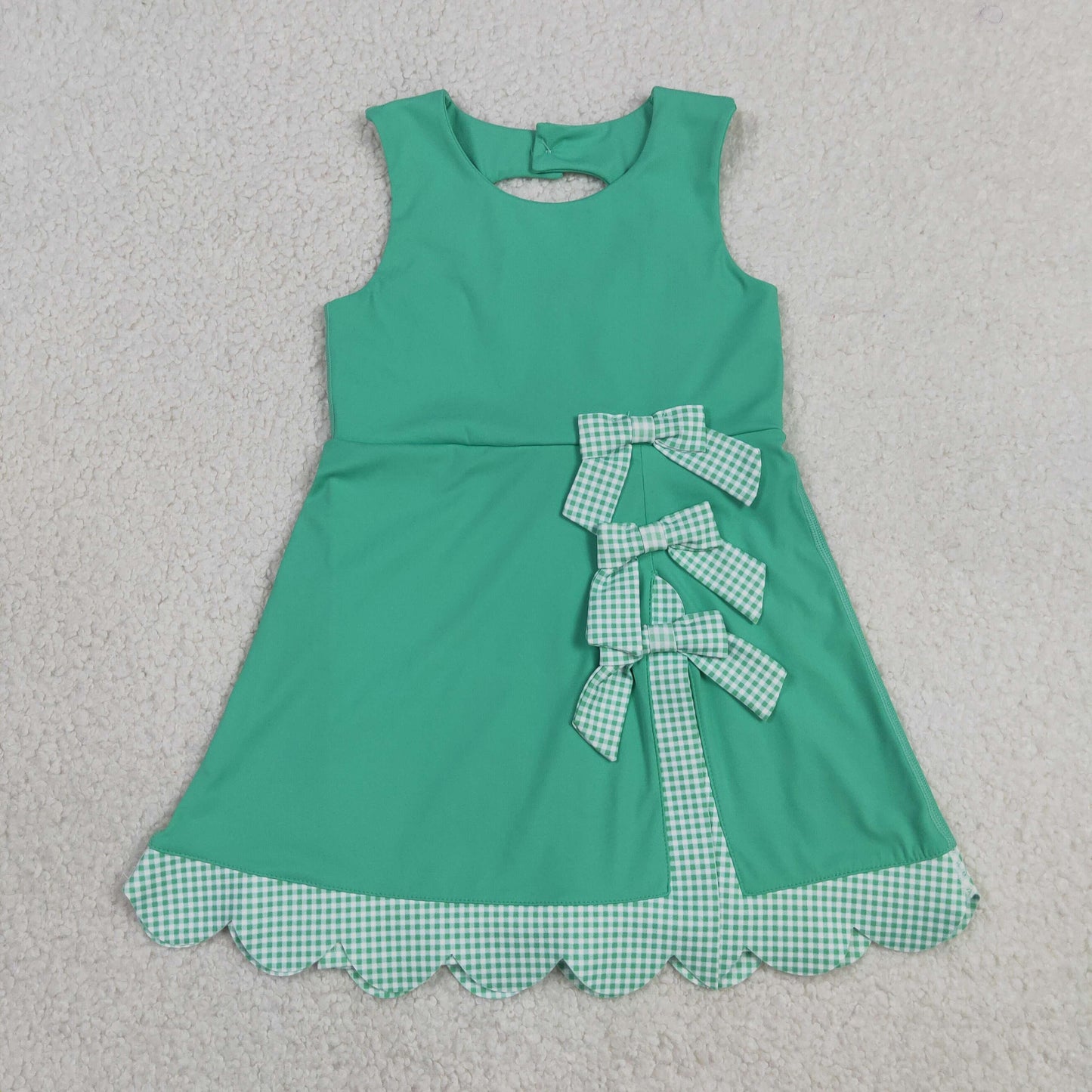 Sibling Baby Girls Bows Yoga Active Shorts Scallop Knee Length Dresses
