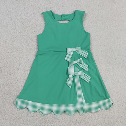 Sibling Baby Girls Green Checked Scallop Yoga Active Skirt Short Dress Clothes Sets