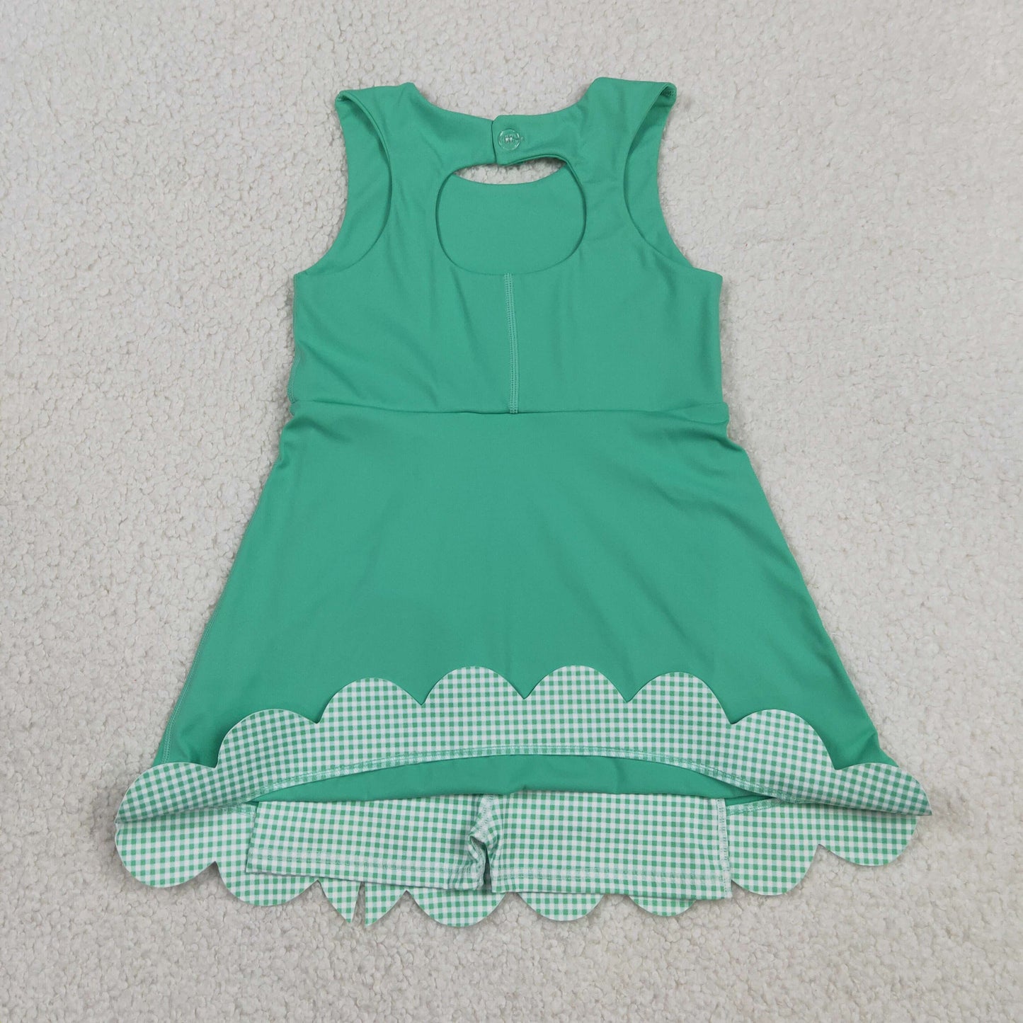 Sibling Baby Girls Bows Yoga Active Shorts Scallop Knee Length Dresses