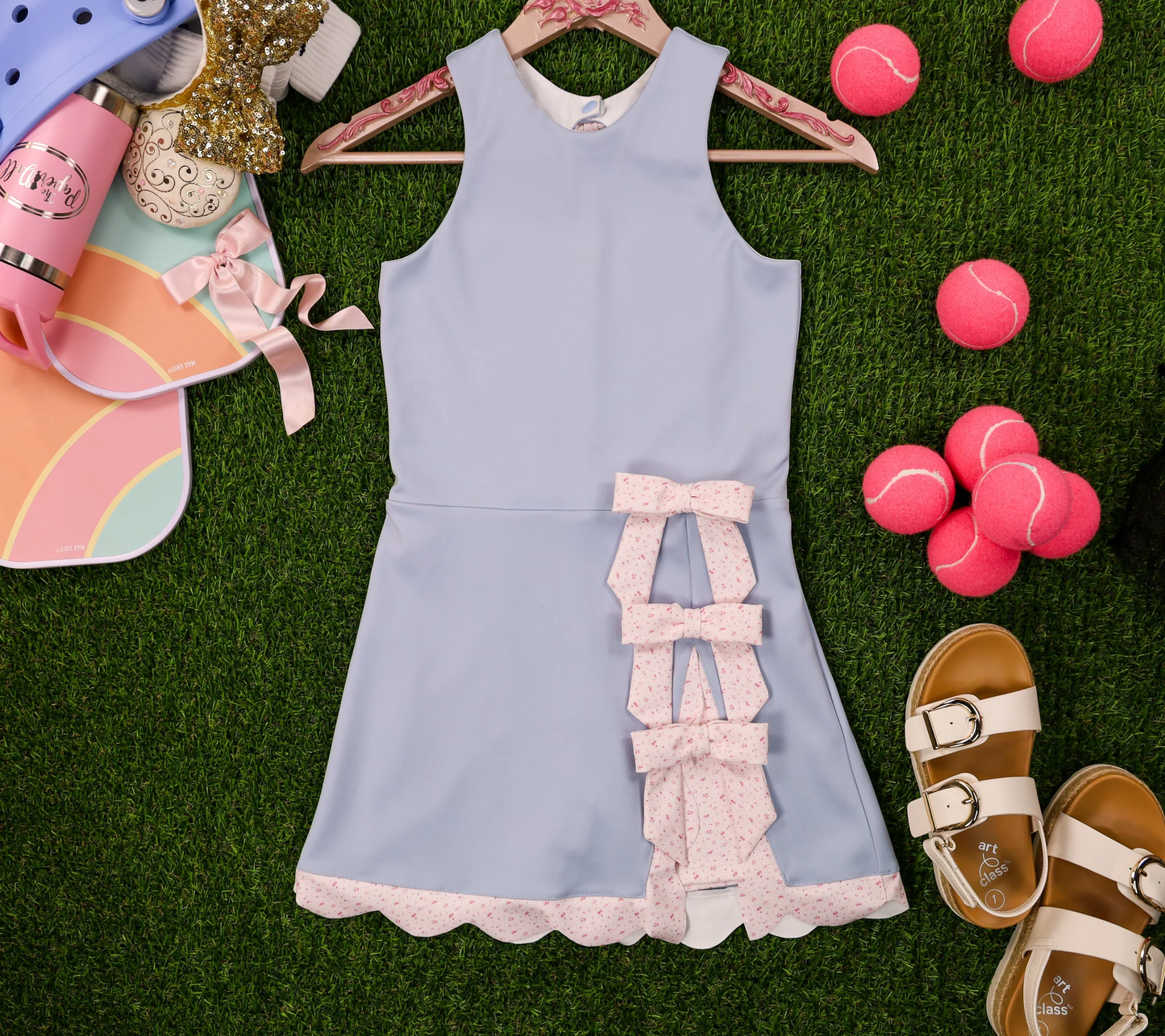 Baby Girls Lavender Sleeveless Yoga Shorts Bows Knee Length Dresses Preorder