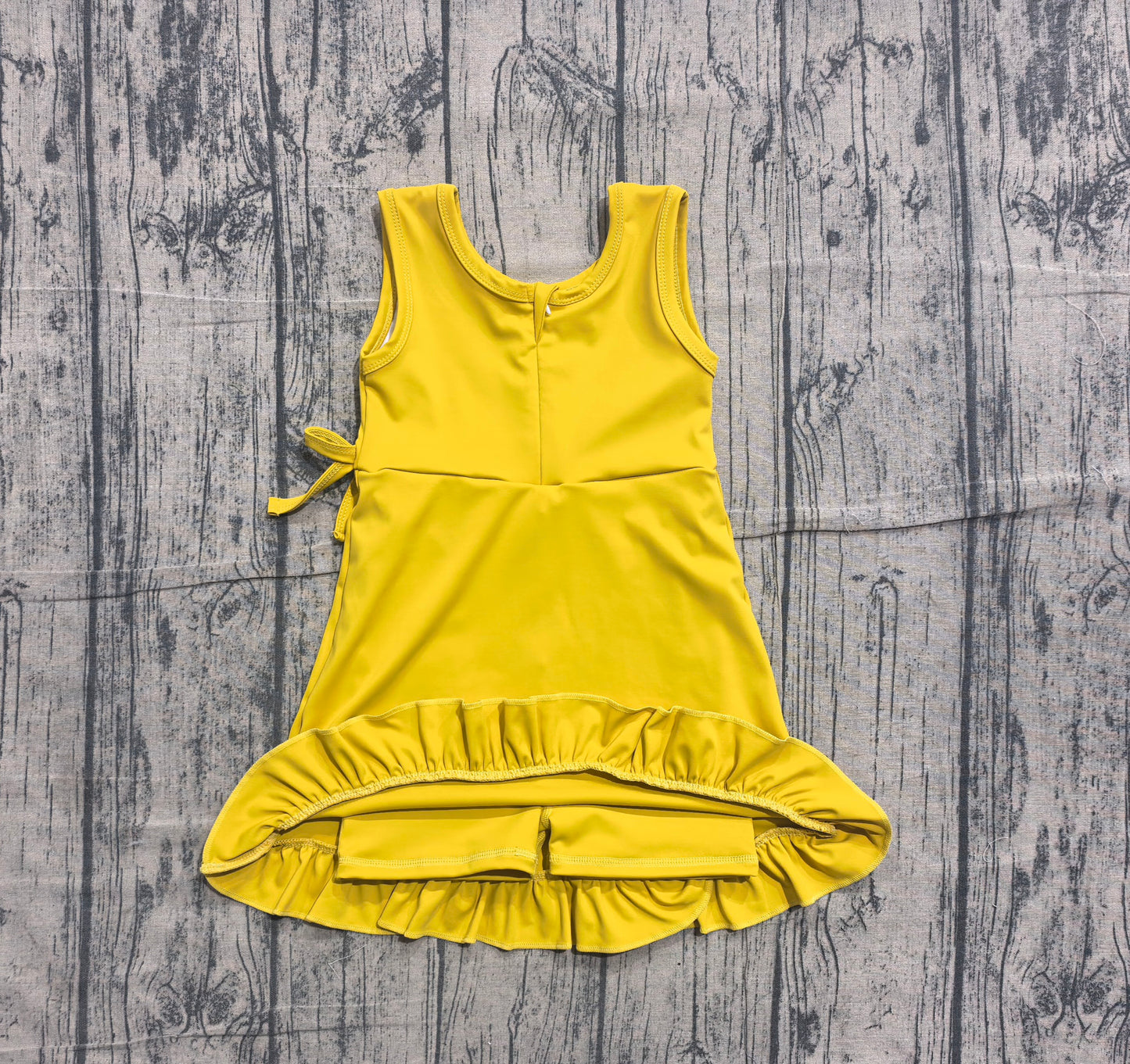 Baby Girls Yellow Sleeveless Yoga Active Shorts Ruffle Knee Length Dresses