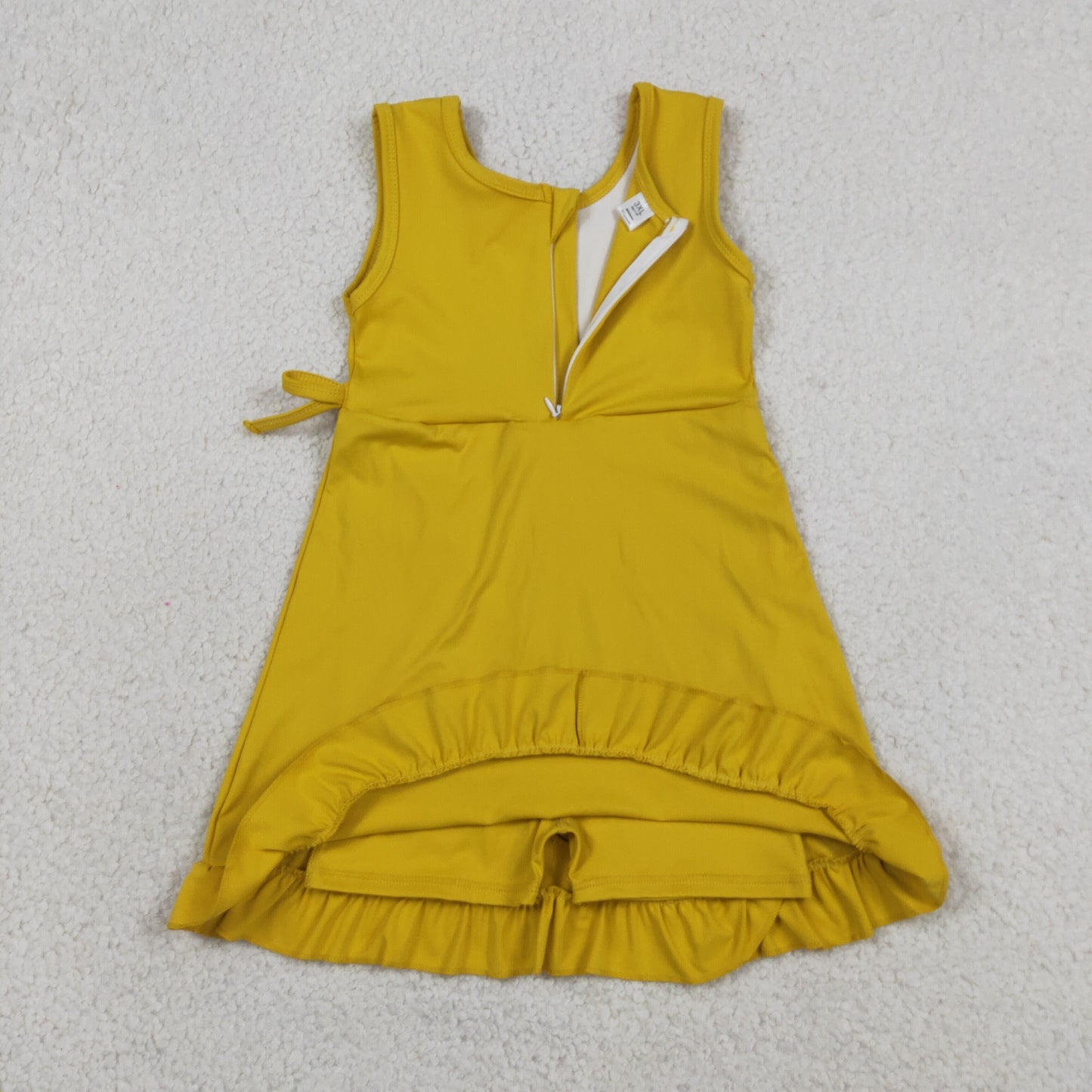 Baby Girls Yellow Sleeveless Yoga Active Shorts Ruffle Knee Length Dresses