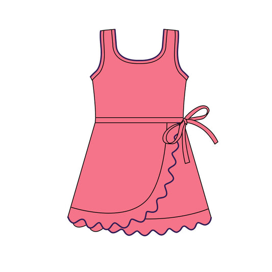 Baby Girls Hot Pink Sleeveless Yoga Shorts Ruffle Knee Length Dresses Preorder