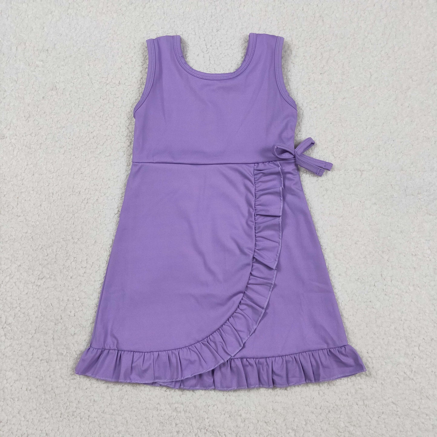 Sibling Baby Girls Sleeveless Yoga Active Shorts Ruffle Knee Length Dresses
