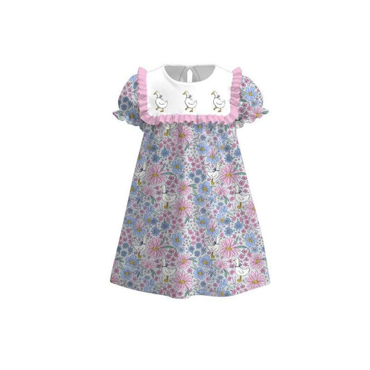 Baby Girls Gooses Floral Ruffle Sleeve Knee Length Dresses Preorder