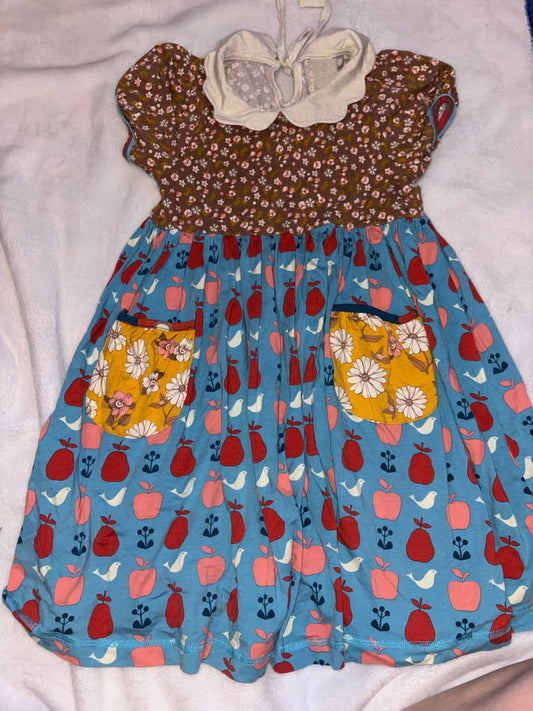 Baby Girls Flowers Birds Fruits Pockets Knee Length Dresses Preorder