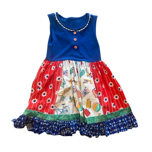 Baby Girls Flowers Popsicle Button Ruffle Knee Length Dresses Preorder