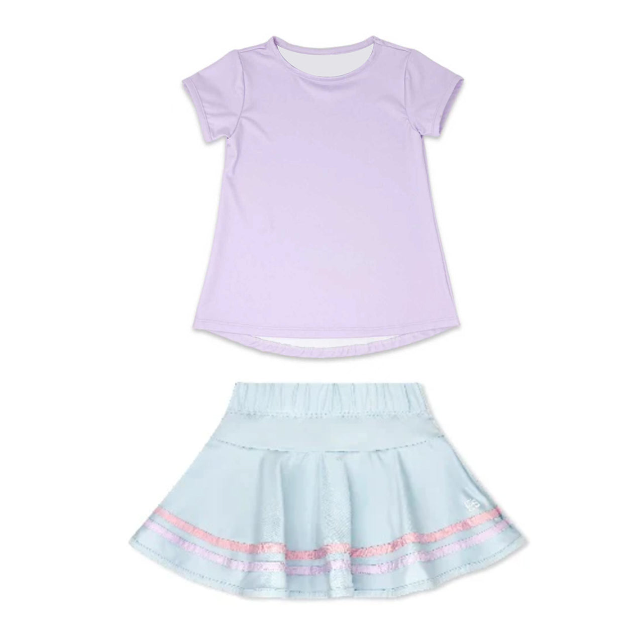 Baby Girls Lavender Short Sleeve Top Skirts Yoga Clothes Sets Preorder