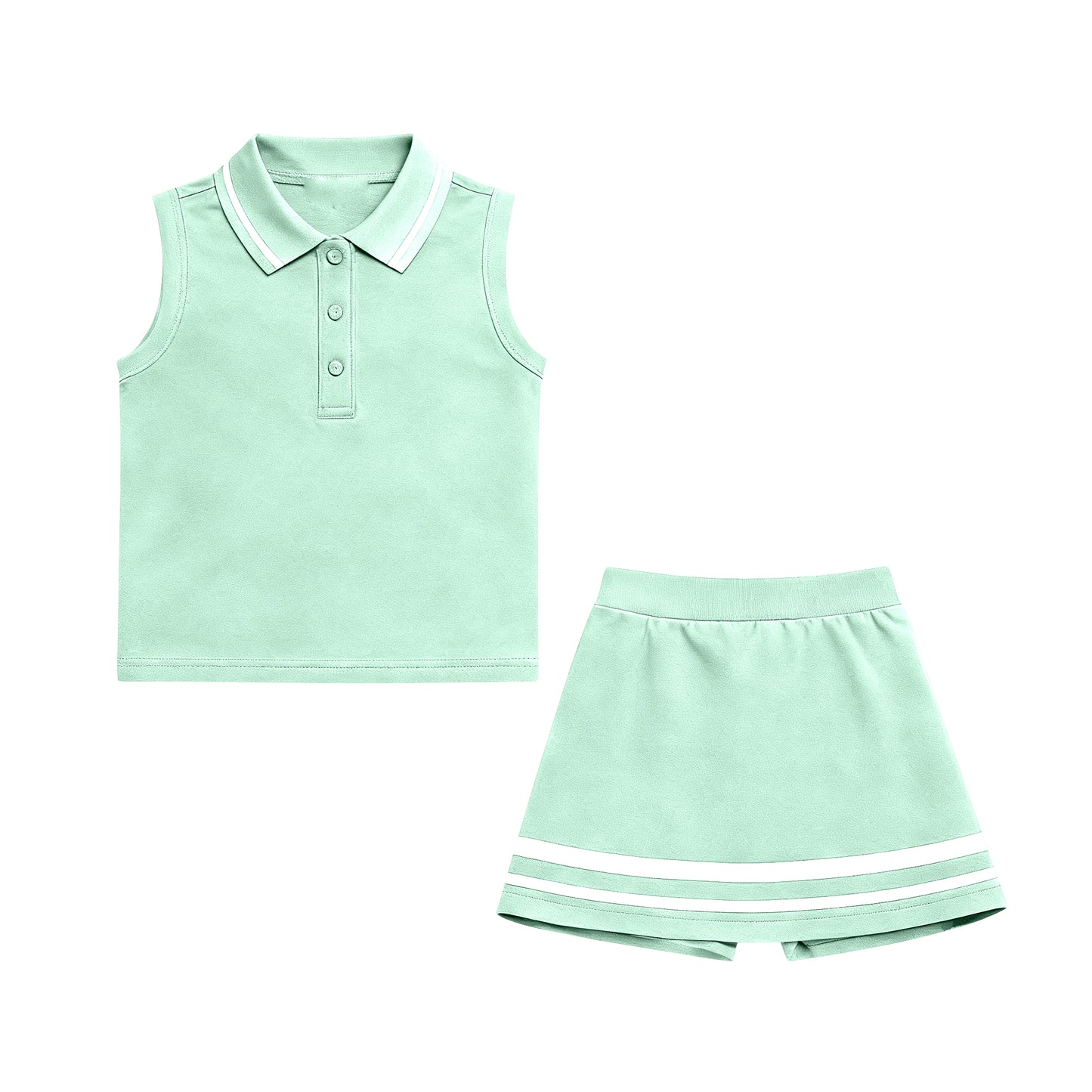 Baby Girls Aqua Sleeveless Button Vests Skirt Shorts Yoga Clothes Sets Preorder
