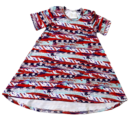 Baby Girls 4th of July Stars Stripe Knee Length Dresses Preorder