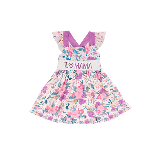 Baby Girls I Love Mama Flowers Knee Length Dresses Preorder