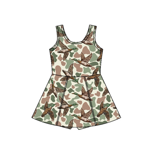 Baby Girls Sleeveless Ducks Camo Hunting Shorts Knee length Dresses Preorder