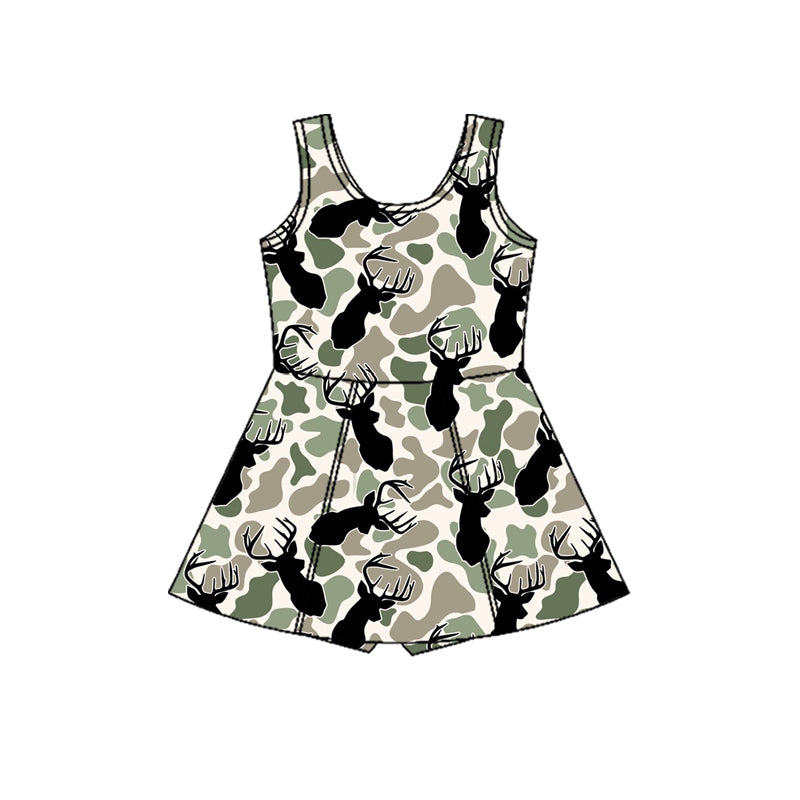 Baby Girls Sleeveless Deer Camo Hunting Shorts Knee length Dresses Preorder
