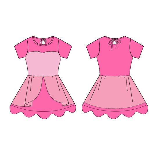 Baby Girls Pink Short Sleeve Yoga Ruffle Knee Length Dresses Preorder