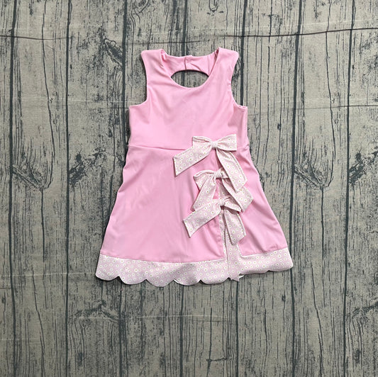 Baby Girls Pink Sleeveless Bows Yoga Ruffle Shorts Knee Length Dresses Preorder