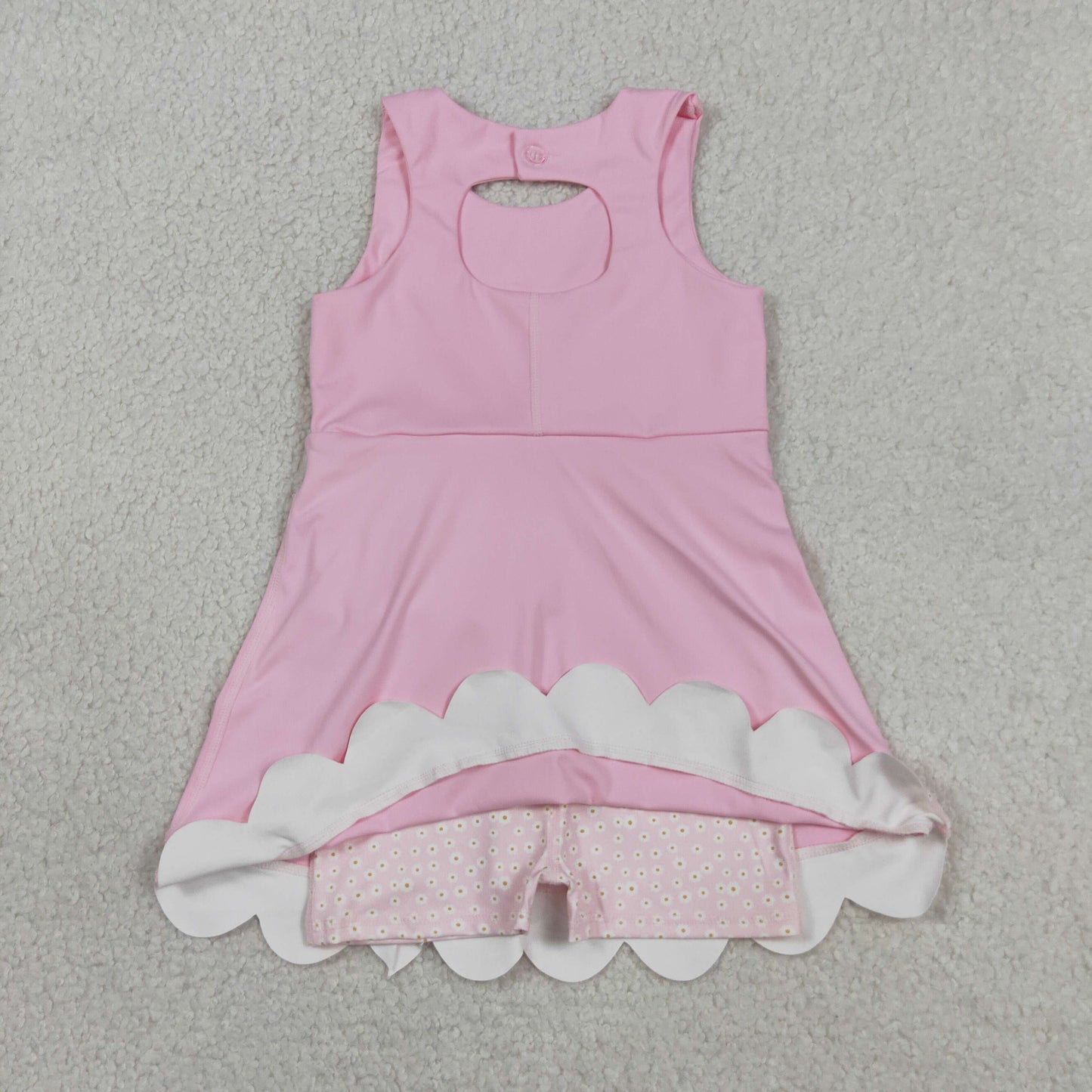 Sibling Baby Girls Bows Yoga Active Shorts Scallop Knee Length Dresses