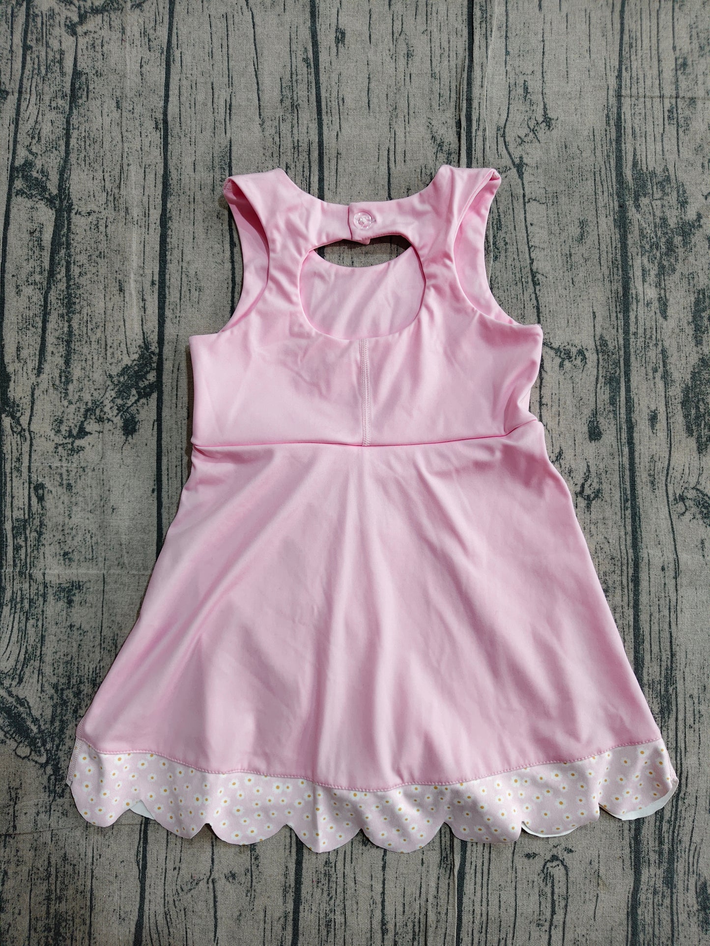 Baby Girls Pink Sleeveless Bows Yoga Ruffle Shorts Scallop Knee Length Dresses