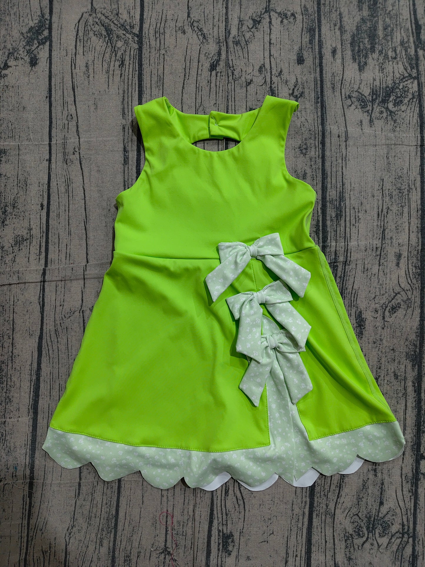Baby Girls Light Green Sleeveless Yoga Active Shorts Bows Scallop Knee Length Dresses