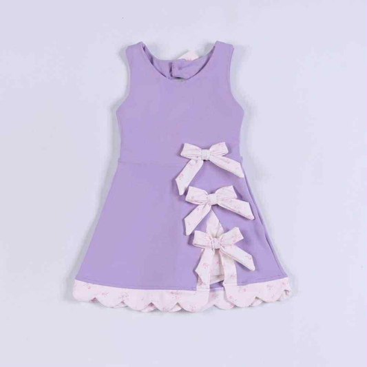 Baby Girls Purple Sleeveless Bows Yoga Ruffle Shorts Knee Length Dresses Preorder