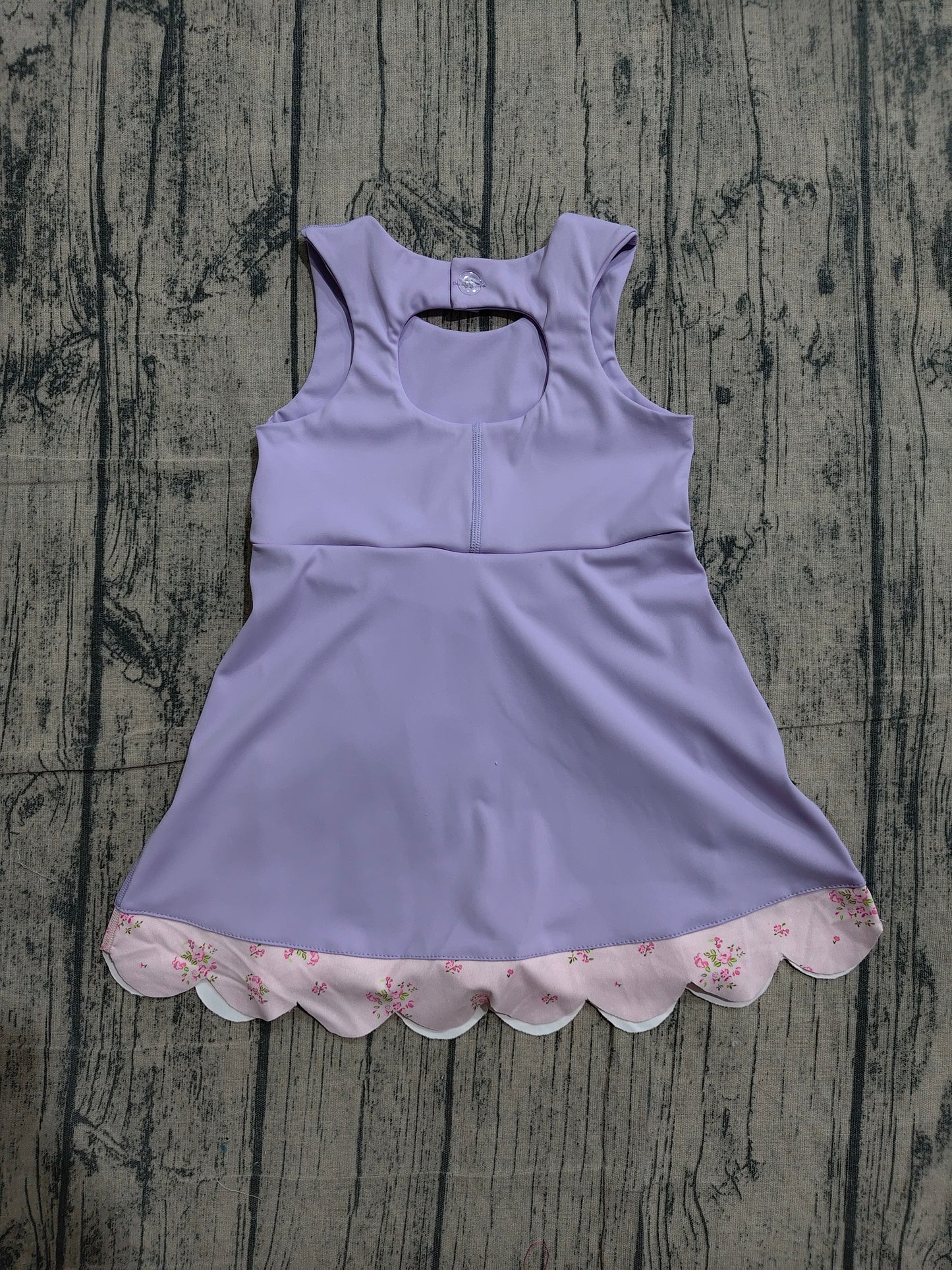 Baby Girls Purple Sleeveless Bows Yoga Active Shorts Scallop Knee Length Dresses
