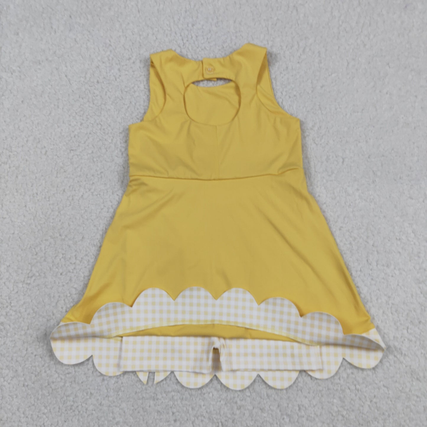 Sibling Baby Girls Bows Yoga Active Shorts Scallop Knee Length Dresses