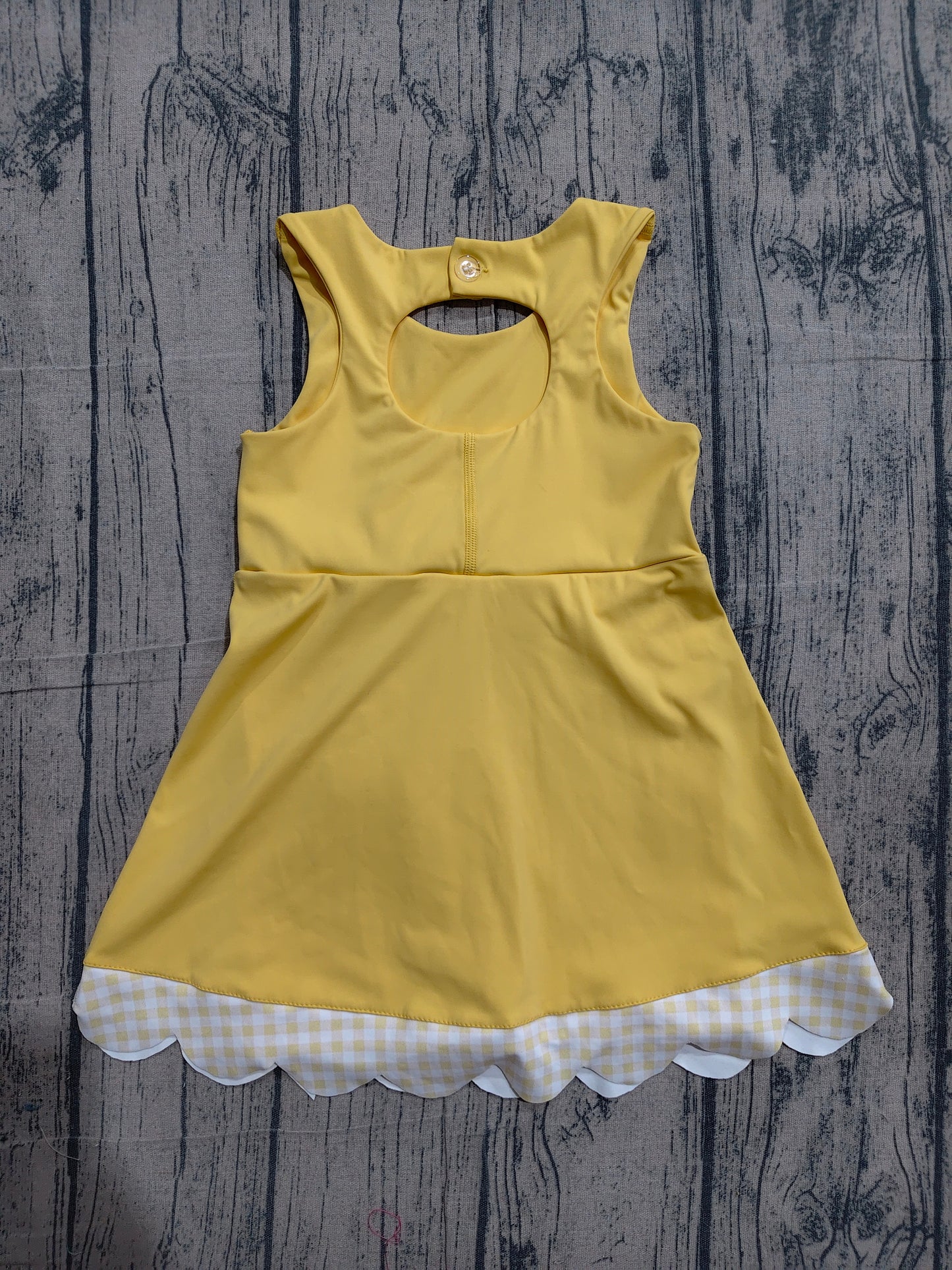Baby Girls Yellow Sleeveless Yoga Ruffle Shorts Bows Scallop Knee Length Dresses