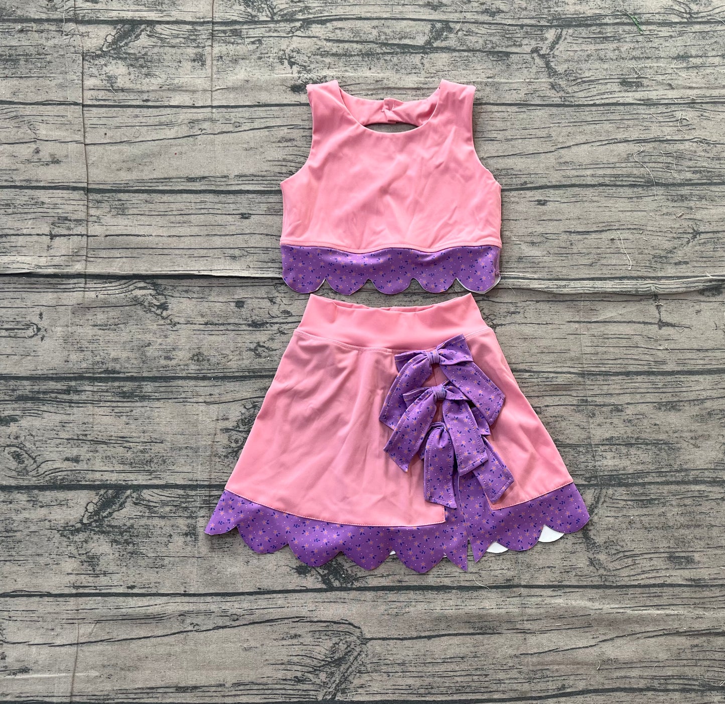 Baby Girls Pink Sleeveless Vest Top Bows Skirt Shorts Yoga Clothes Sets Preorder