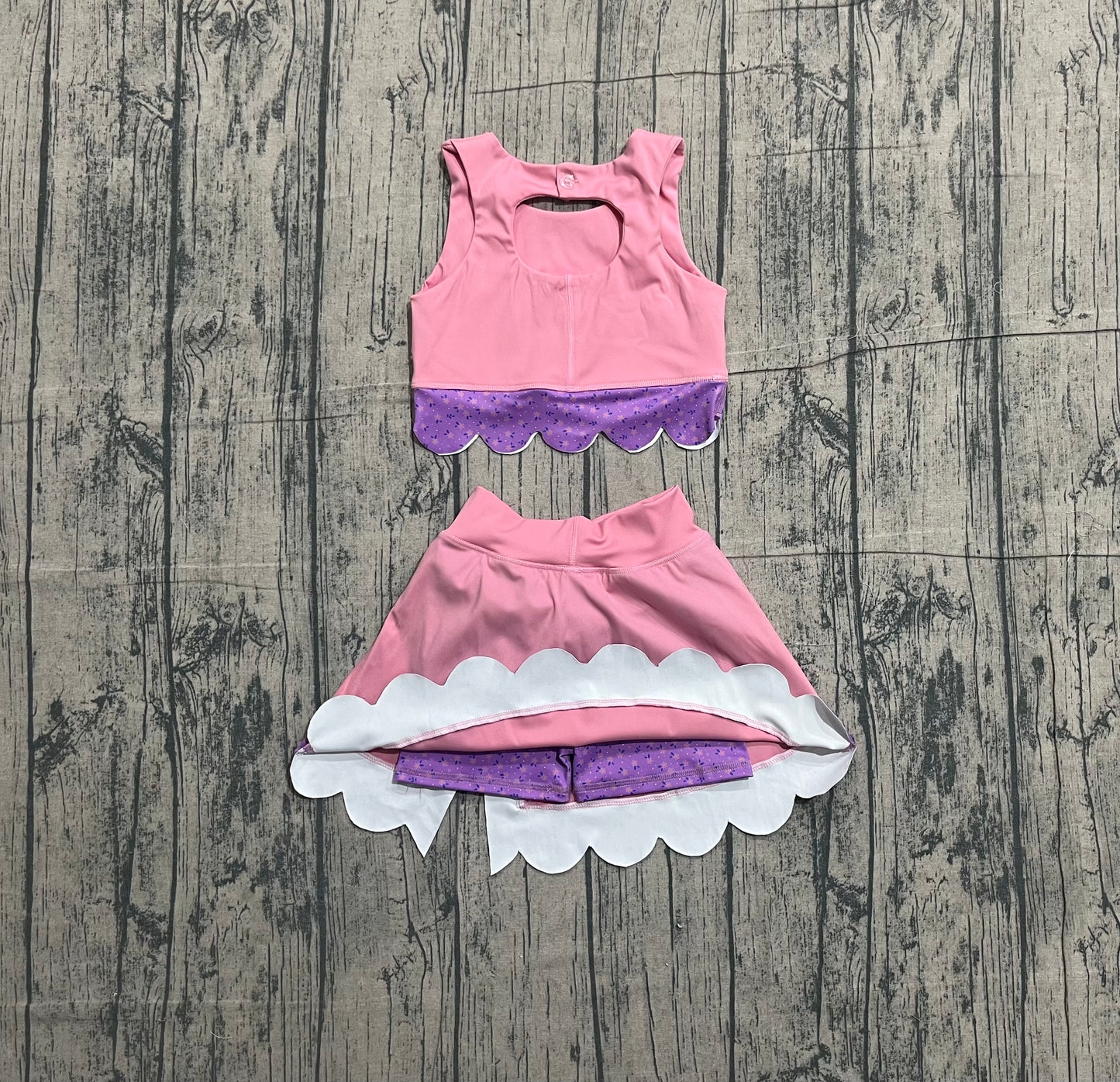 Baby Girls Pink Sleeveless Vest Top Bows Skirt Shorts Yoga Clothes Sets Preorder