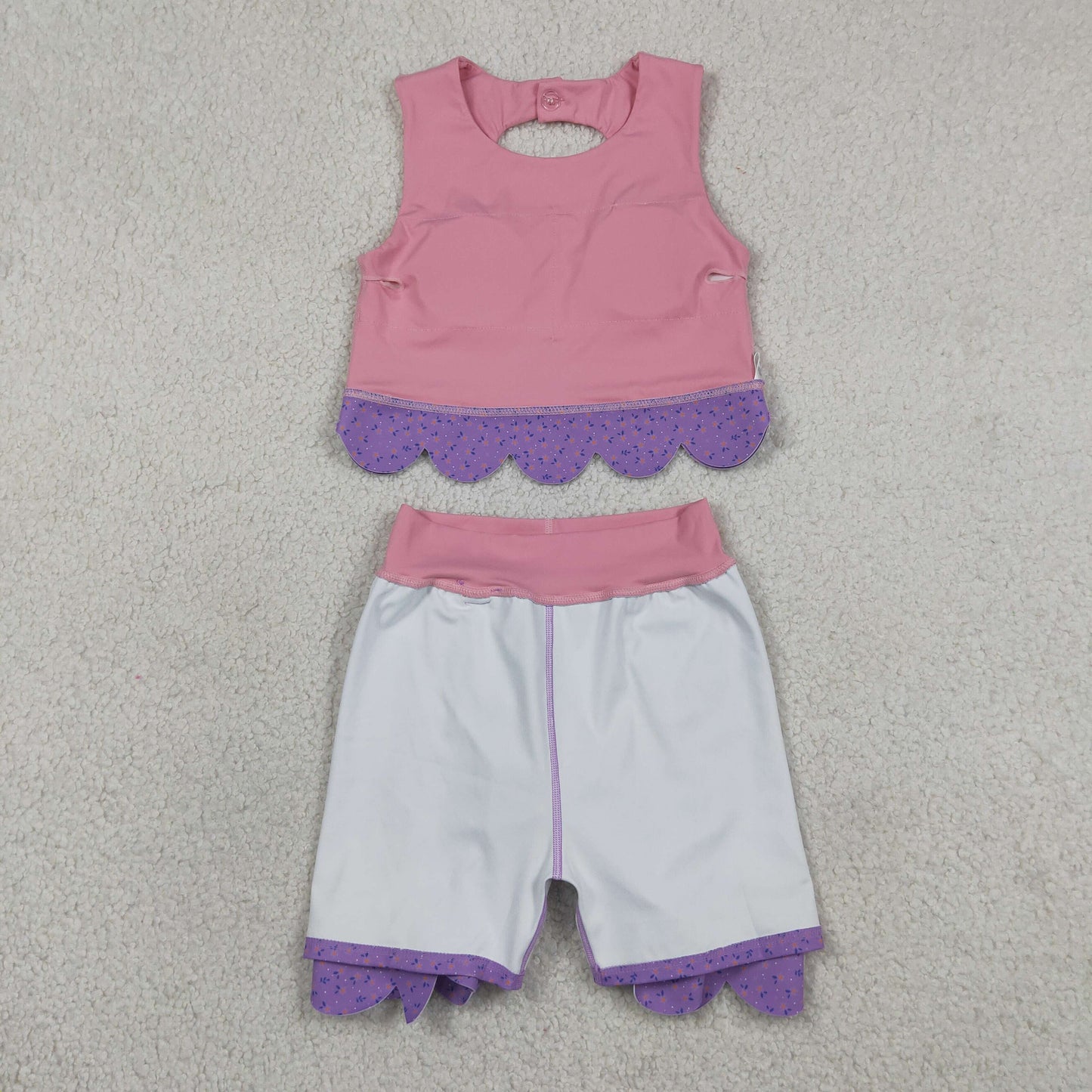 Sibling Baby Girls Sleeveless Vests Skirt Short Scallop Yoga Active Scallop Clothes Sets