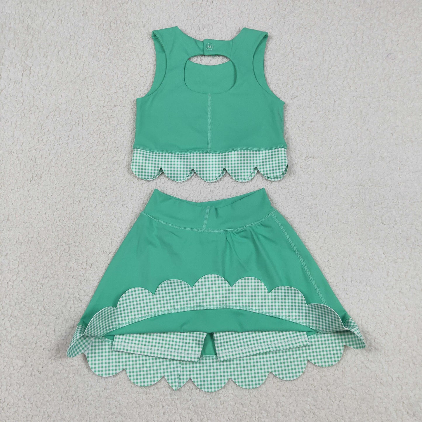 Sibling Baby Girls Sleeveless Vests Skirt Short Scallop Yoga Active Scallop Clothes Sets