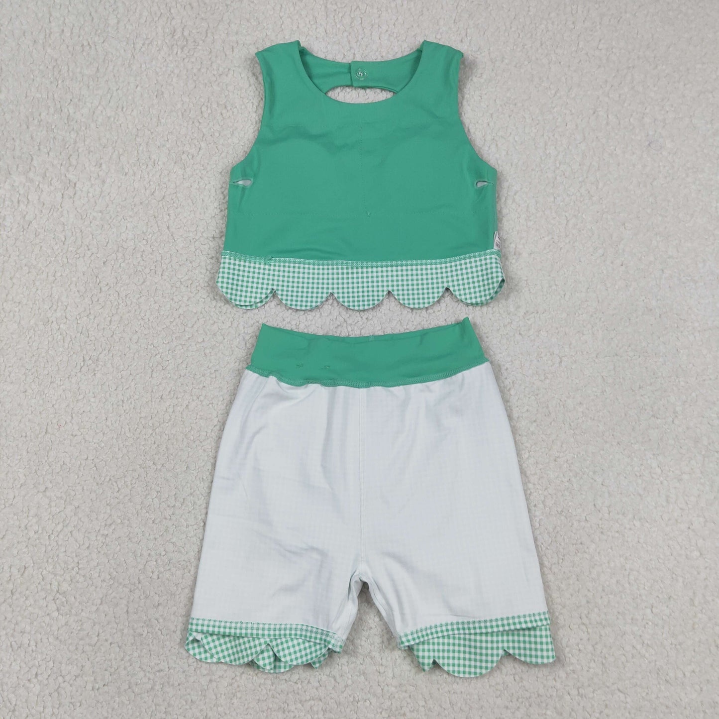 Sibling Baby Girls Sleeveless Vests Skirt Short Scallop Yoga Active Scallop Clothes Sets