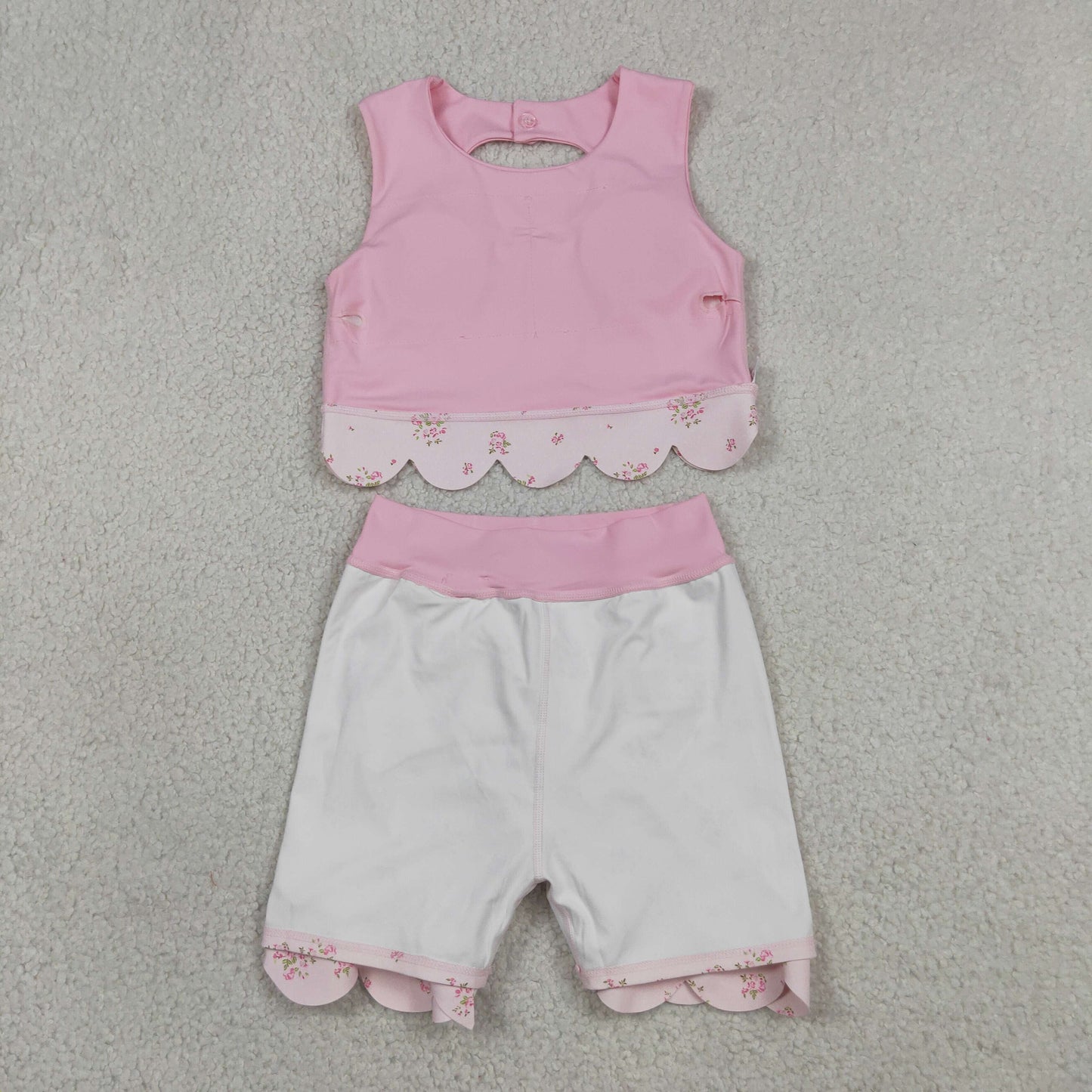 Sibling Baby Girls Sleeveless Vests Skirt Short Scallop Yoga Active Scallop Clothes Sets
