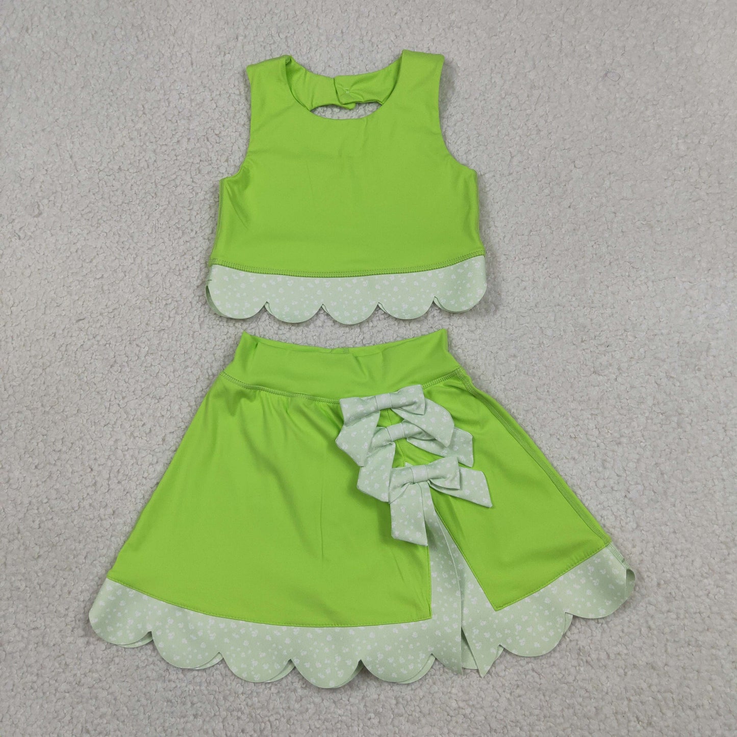 Sibling Baby Girls Sleeveless Vests Skirt Short Scallop Yoga Active Scallop Clothes Sets