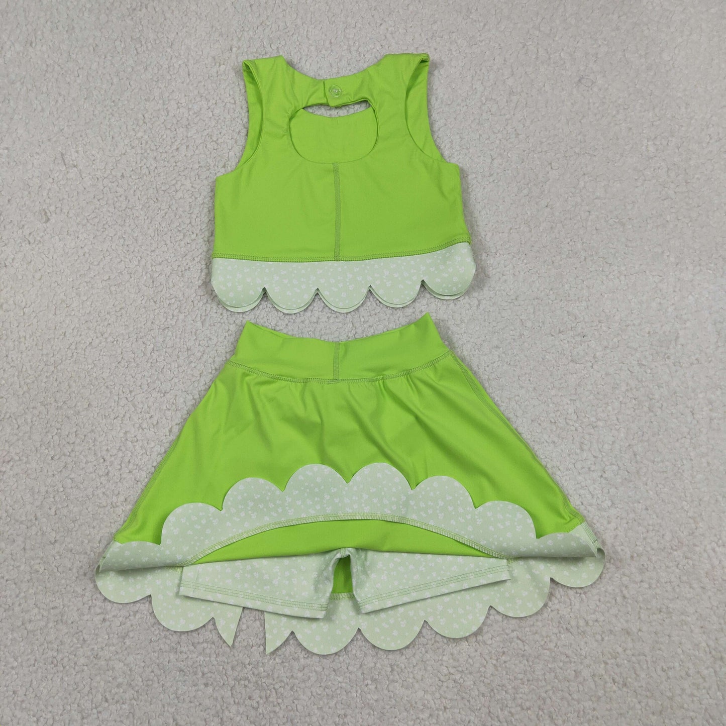 Sibling Baby Girls Sleeveless Vests Skirt Short Scallop Yoga Active Scallop Clothes Sets
