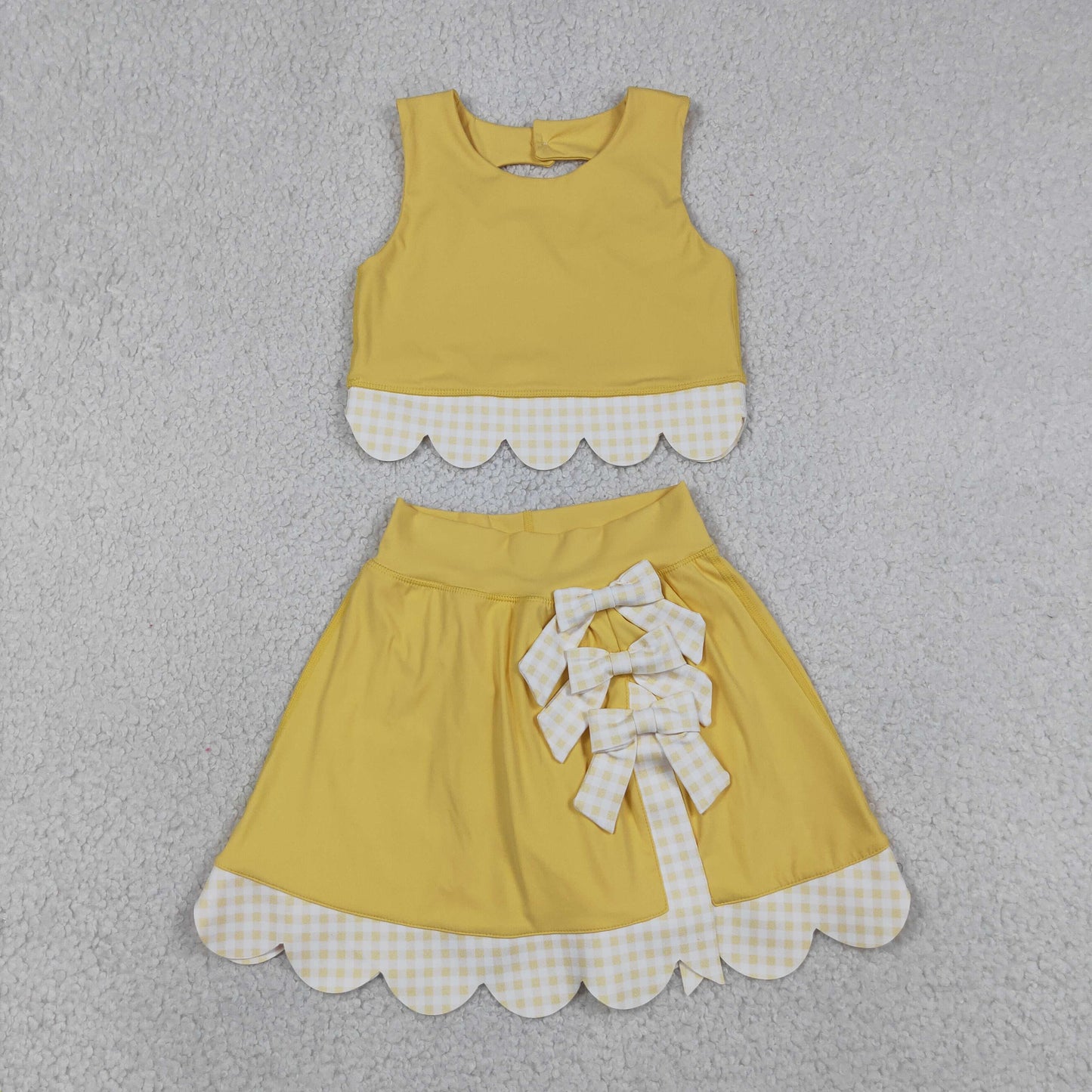 Sibling Baby Girls Sleeveless Vests Skirt Short Scallop Yoga Active Scallop Clothes Sets